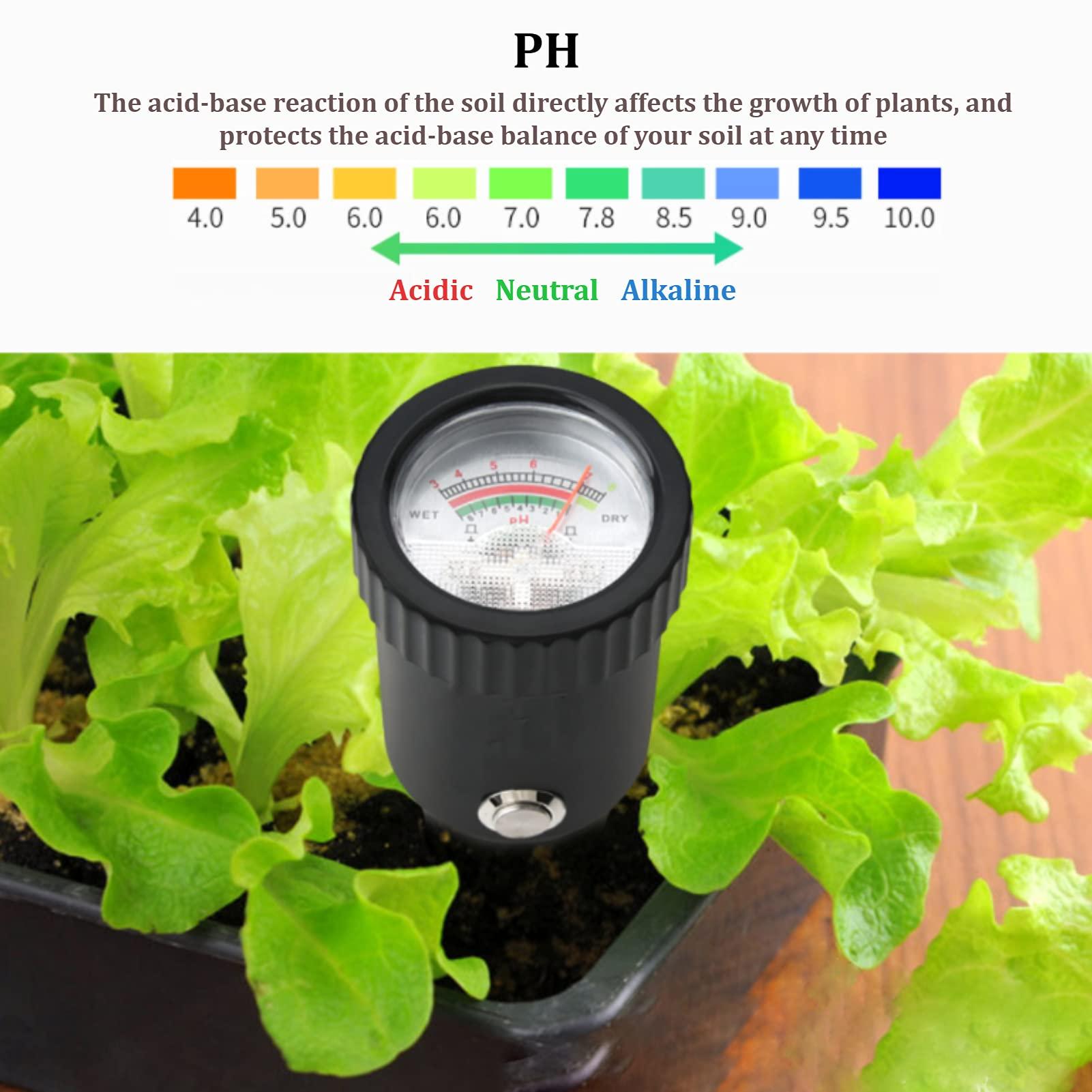 Máy đo độ pH của mặt đất, 3 ~ 8 pH Máy kiểm tra độ ẩm điện tử di động, điện cực kim loại không thấm nước, cho vườn/trang trại/bên trong/bên ngoài