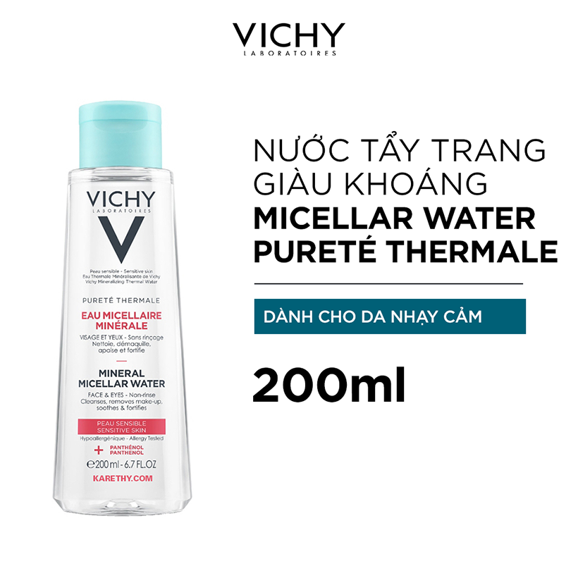 Nước tẩy trang Mineral Micellar Water cho da nhạy cảm Vichy Pureté Thermale 200ml