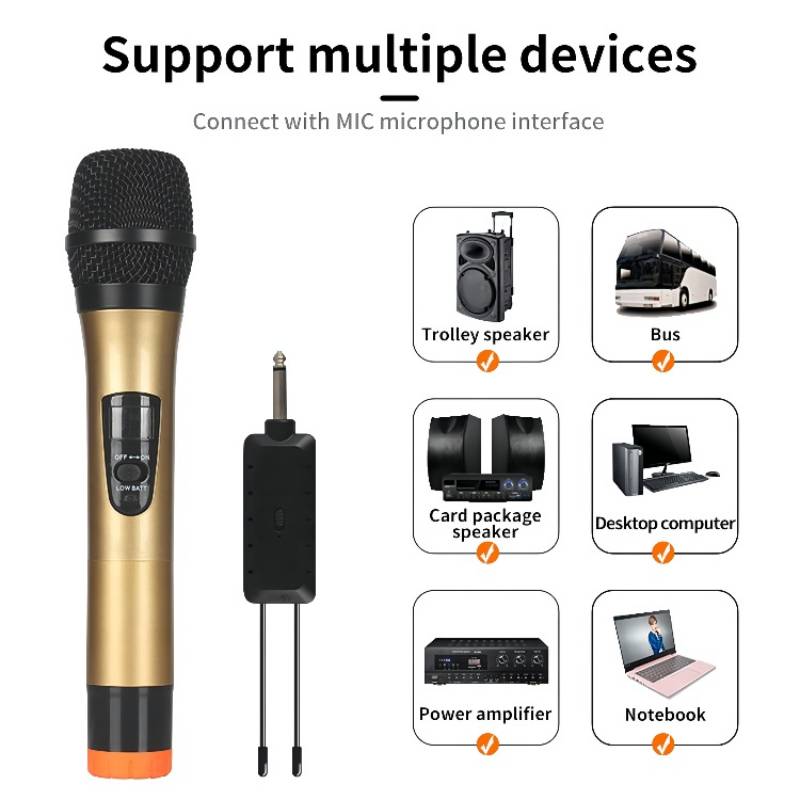 Bộ 2 micro không dây chuyên nghiệp karaoke Live Broadcast Home Conference Audio VHF MIC KTV J.I.Y LCD 1284