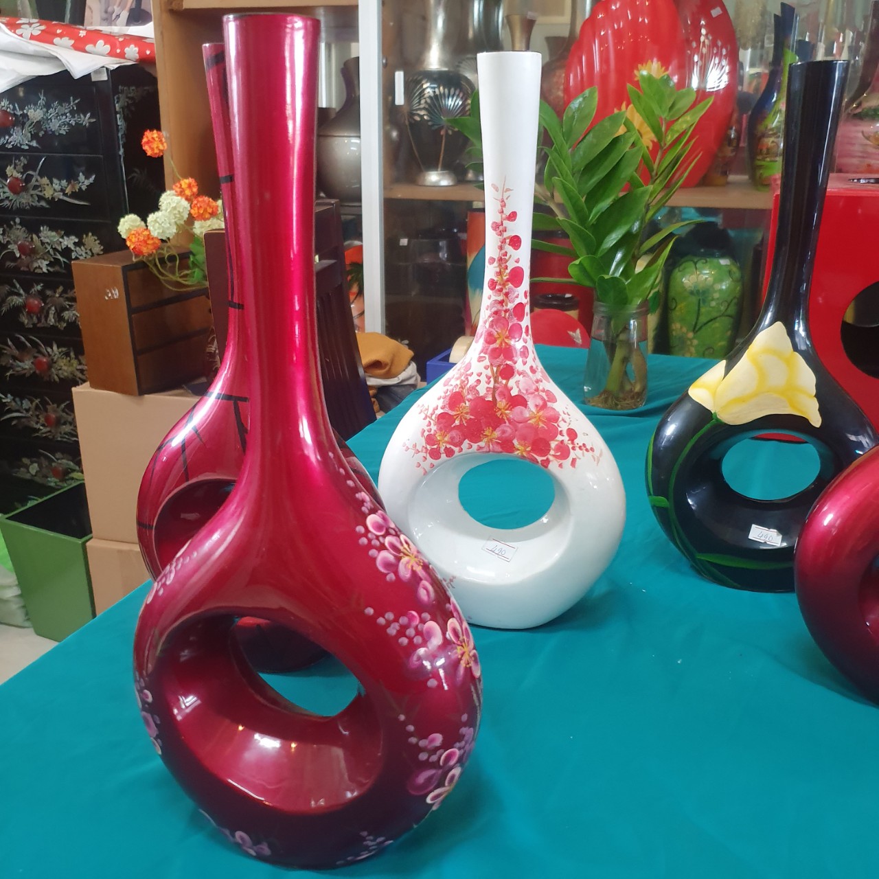 Bình Hoa  sơn mài Thanh Bình Lê - Mã B70 size 35x16 cm cắm hoa, trang trí kệ, bàn làm việc, quà tặng ý nghĩa