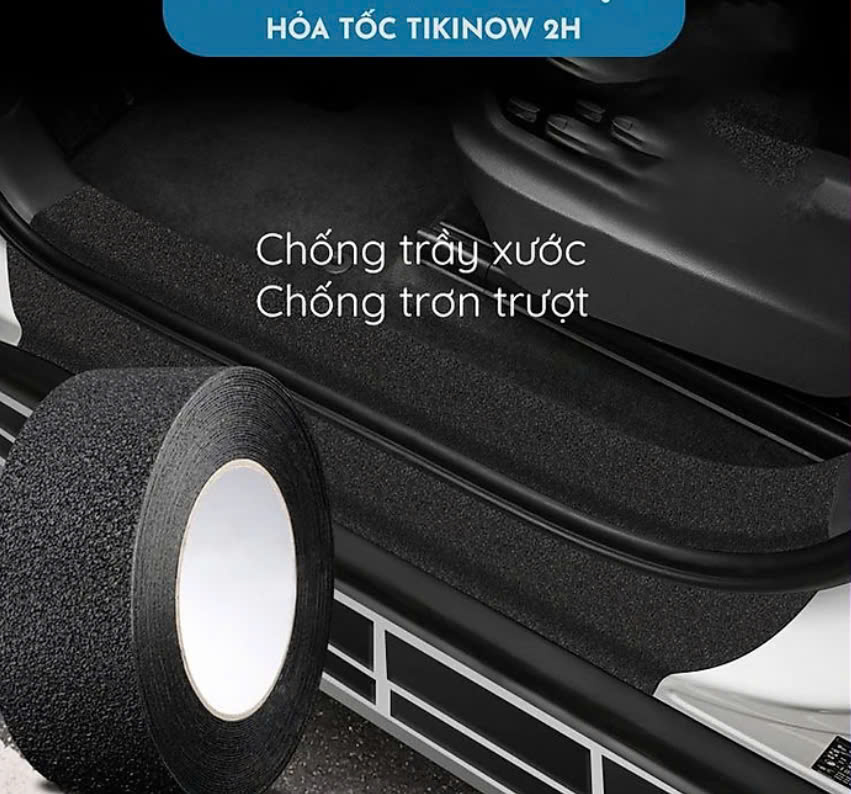 Băng Keo Nhám Chống Trơn Trượt Cầu Thang, Bậc Cửa Oto MÀU ĐEN 5cm x 5m