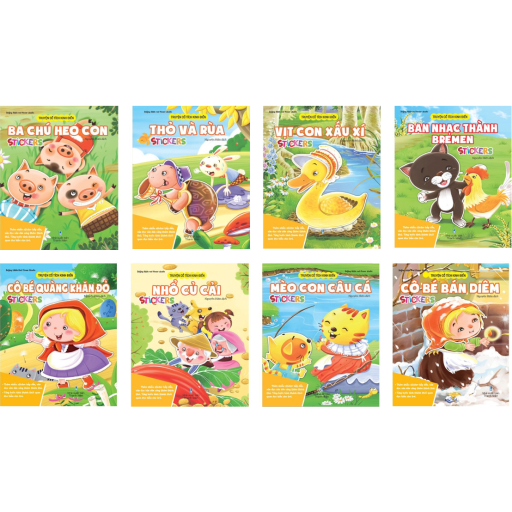 Sách - Trọn Bộ 8 Cuốn - Truyện Cổ Tích Kinh Điển Stickers - Ndbooks