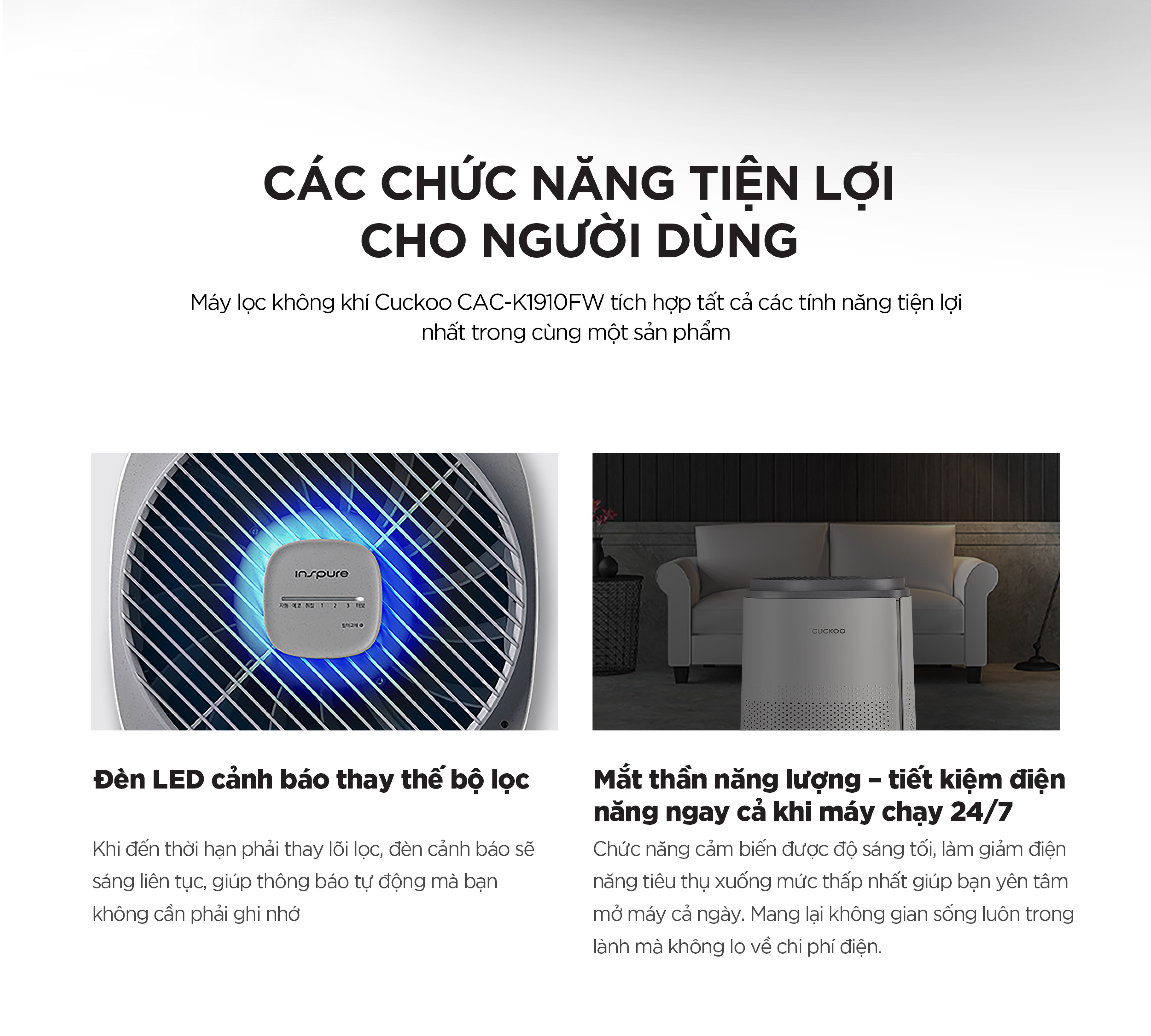 Máy lọc không khí Cuckoo CAC-K1910FW - Hàng chính hãng