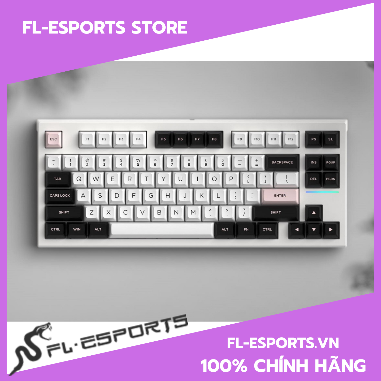 Bàn phím cơ FL-Esports FL750 CPM White Olivia 3 Mode - Hàng chính hãng