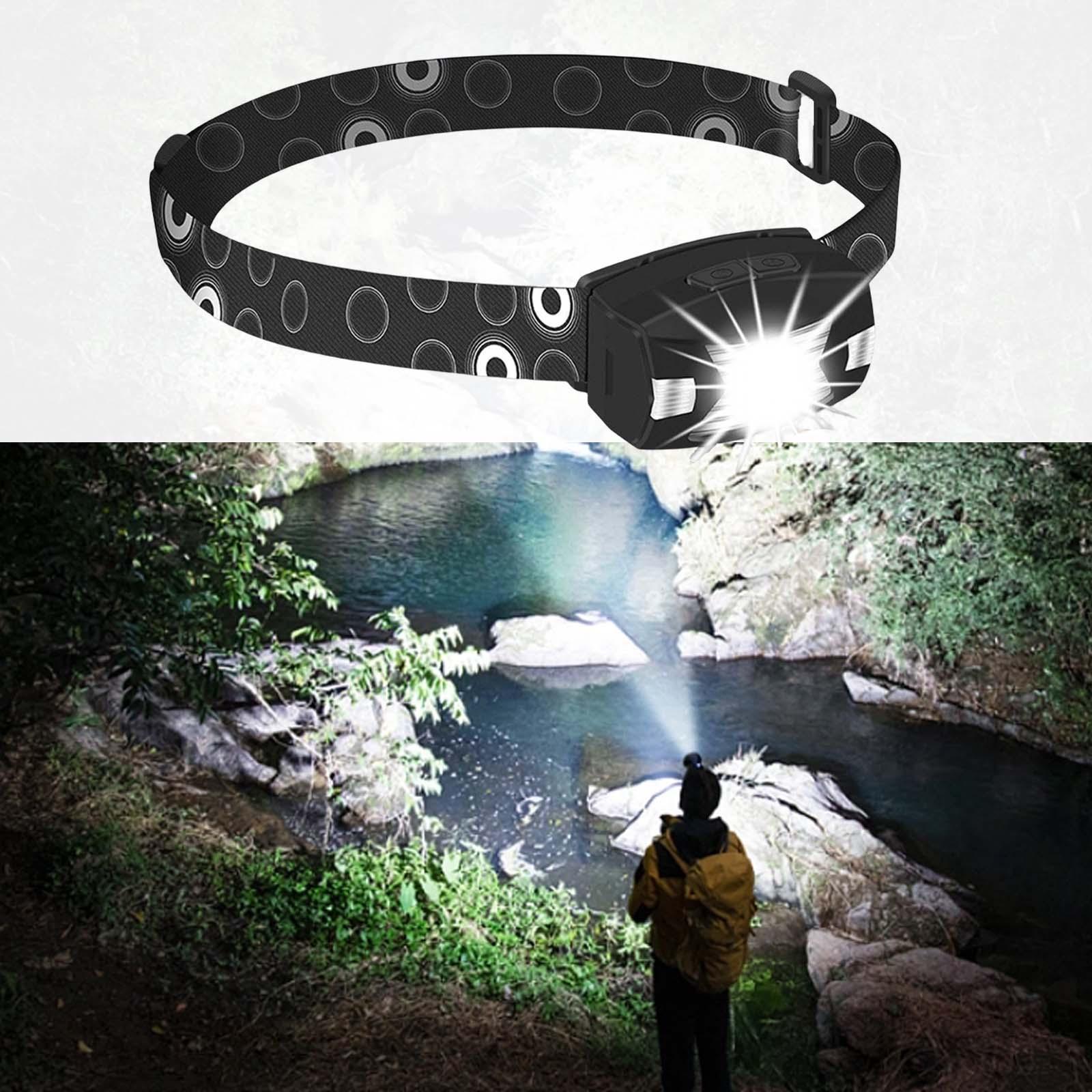 Head Lights Adjustable Head Torch Headlight  Flashlight Light Rechargeable Head  Modes for Adults Jogging Kids Fishing Biking