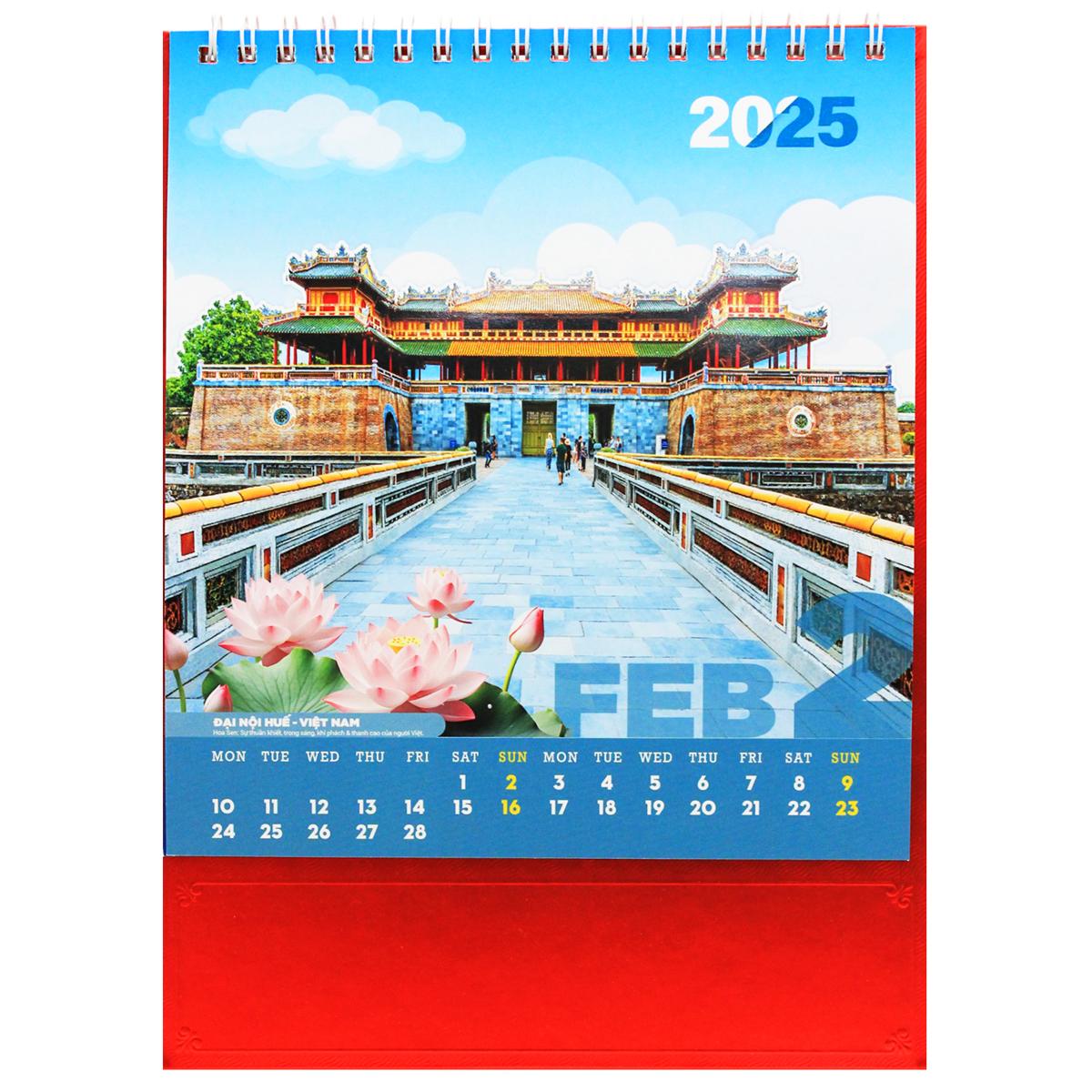 Lịch Bàn Đứng 2025 - Giá Trị Di Sản - Văn Lang VL-LB08 - Đế Màu Đỏ