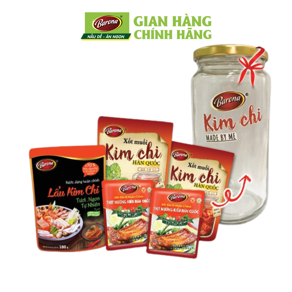 Tặng 01 hũ thủy tinh cao cấp khi mua combo 02 gói Xốt muối kim chi Hàn Quốc  180g + 02 gói Xốt gia vị Thịt nướng kiểu Hàn Quốc 80g + 1 gói Nước dùng hoàn chỉnh Lẩu Kim Chi 180g