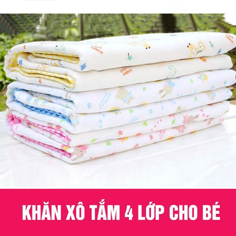 Khăn Tắm Xô 4 Lớp In Hoa Cao Cao Cấp Cho Bé