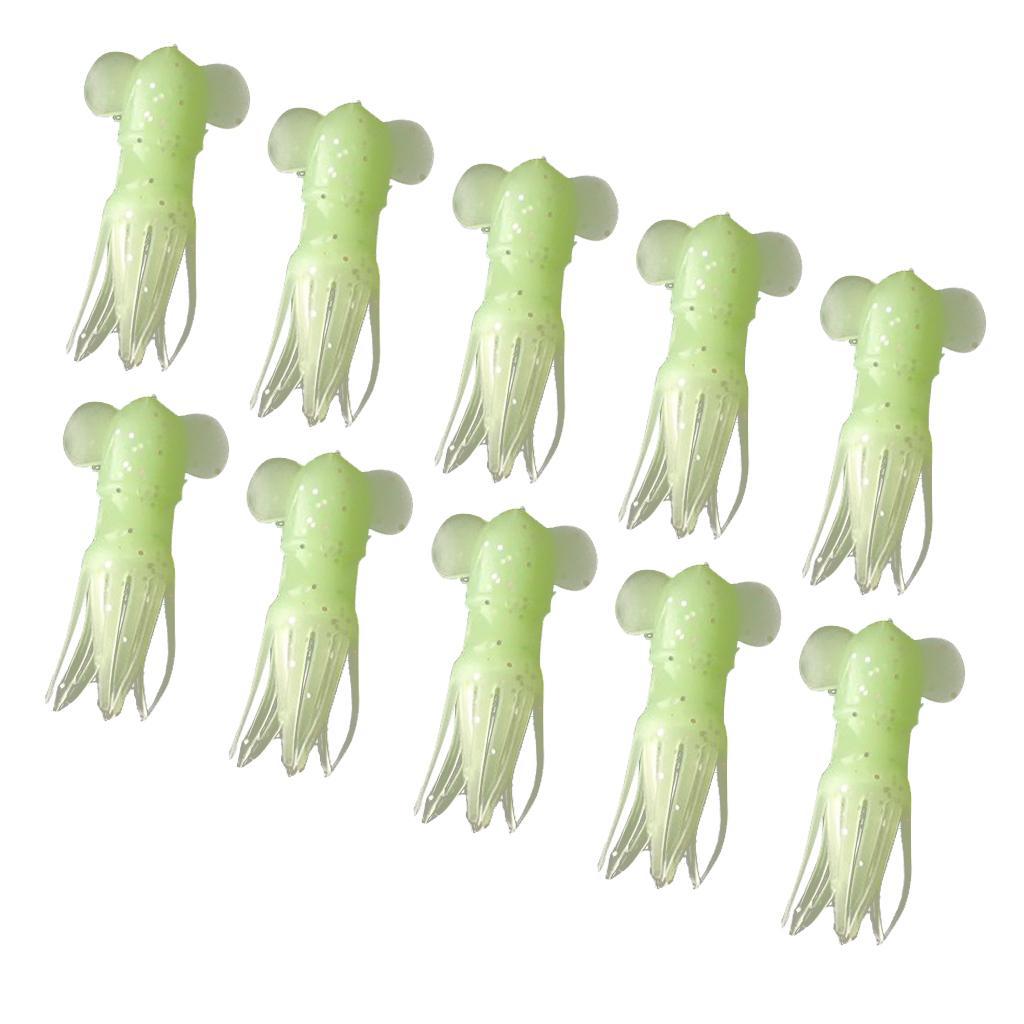 10Pcs 7cm 7g Silicone Fishing Lures Soft Octopus Squid Skirts Luminous Baits