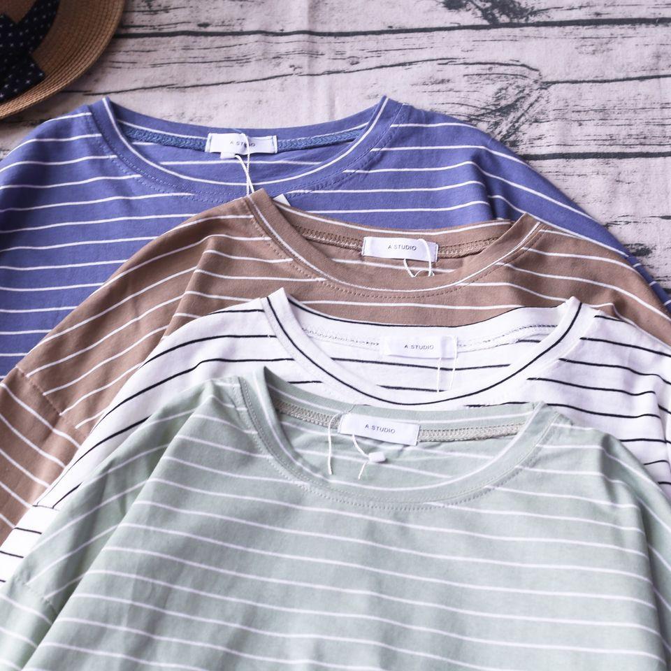 ÁO SWEATERSHIRT SỌC NGANG TAY BỒNG DÁNG RỘNG