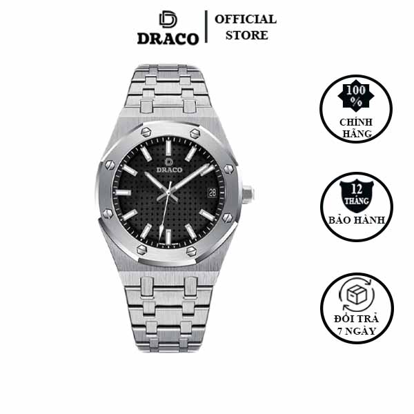 Đồng Hồ Nam Sang Trọng DRACO D22-DR04 “Revolution Watch” Bạc Đen