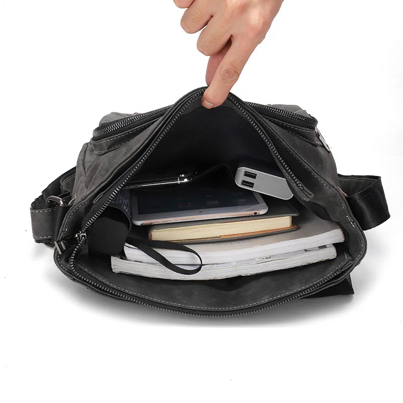 Túi Đeo Chéo Nam Nữ, Túi Laptop chống nước, chất liệu da PU,Cặp đi học cao cấp, thiết kế như túi đeo chéo đa năng nhiều ngăn
