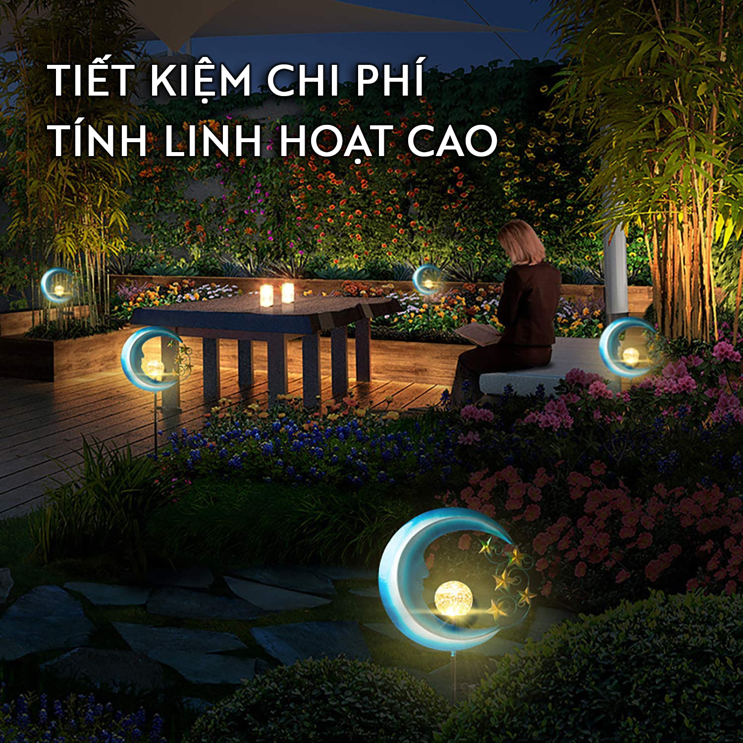Đèn trang trí năng lượng mặt trời Mặt trăng, tích kiệm điện, bóng siêu sáng, chống thấm nước - DA3073