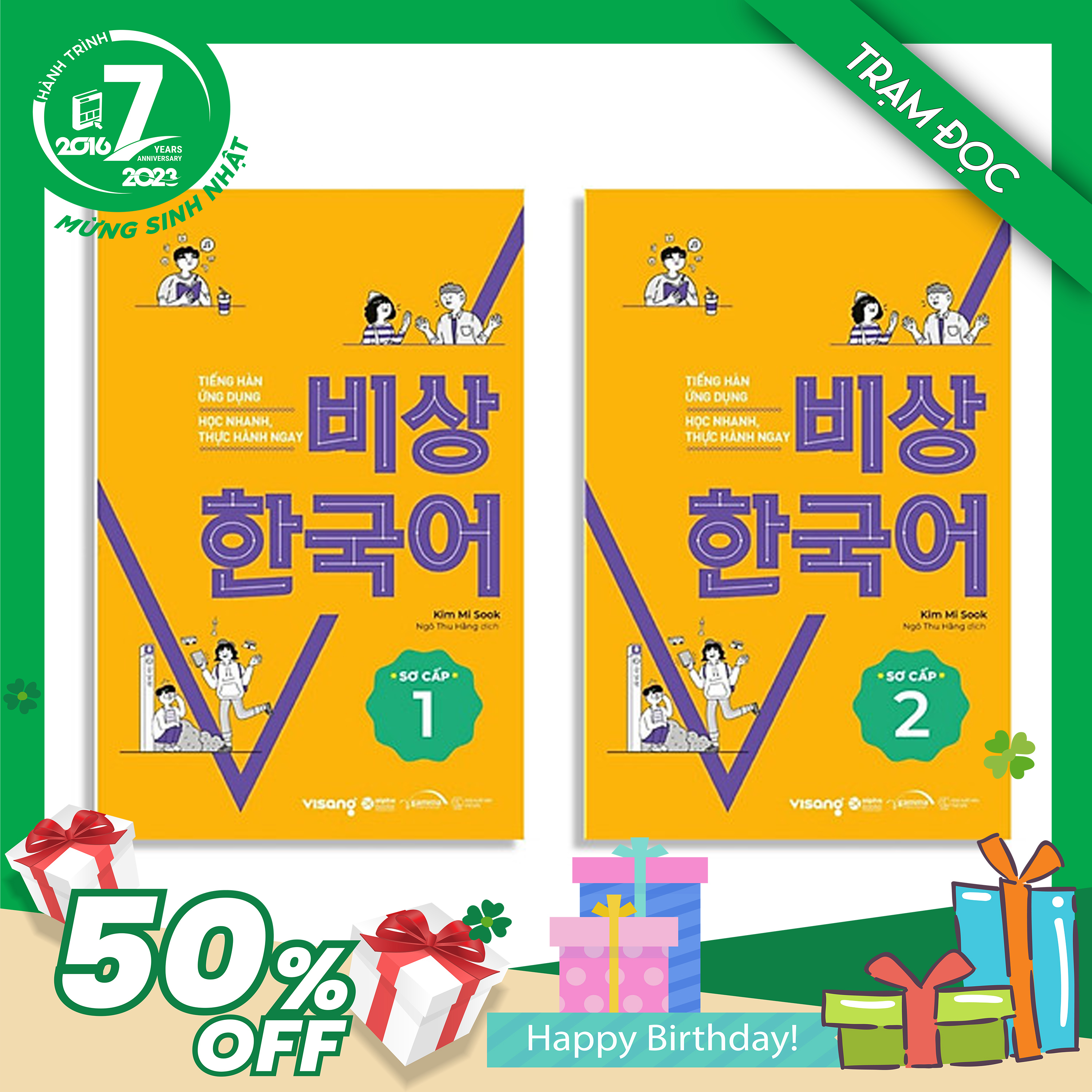 Trạm Đọc Official | Combo Bộ 2 Cuốn : Tiếng Hàn Ứng Dụng - Học Nhanh, Thực Hành Ngay (Sơ Cấp 1+2)