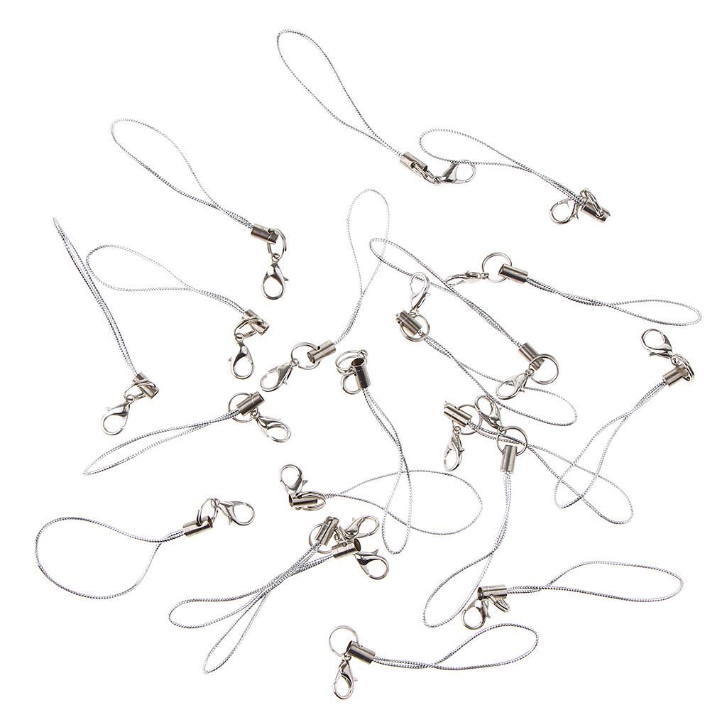 3-5pack 20pcs DIY Mobile Cellphone Keychain Lanyard Charms DIY Rope Silver