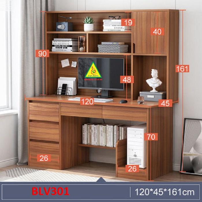Bàn làm việc, bàn học liền kệ bằng gỗ MDF BLV301 - Nội thất lắp ráp Viendong Adv