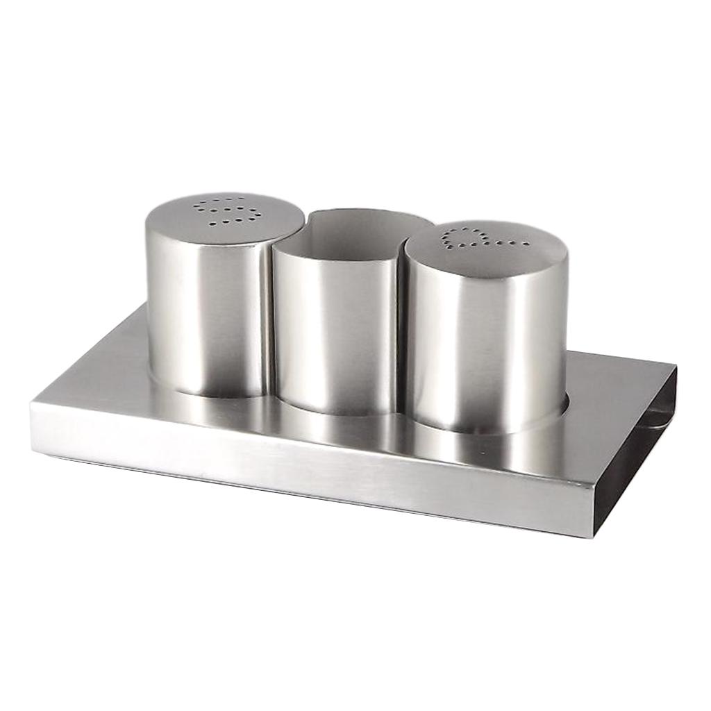 Stainless Steel Seasoning Boxes With Toothpick Holders Set Table Spice Jar Barbecue Pepper Shaker Can Table Condiment Dispenser Set