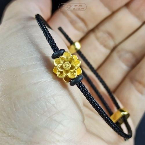 Charm vòng tay, charm sen vàng phụ kiện handmade, vòng tay phong thủy may mắn bình an