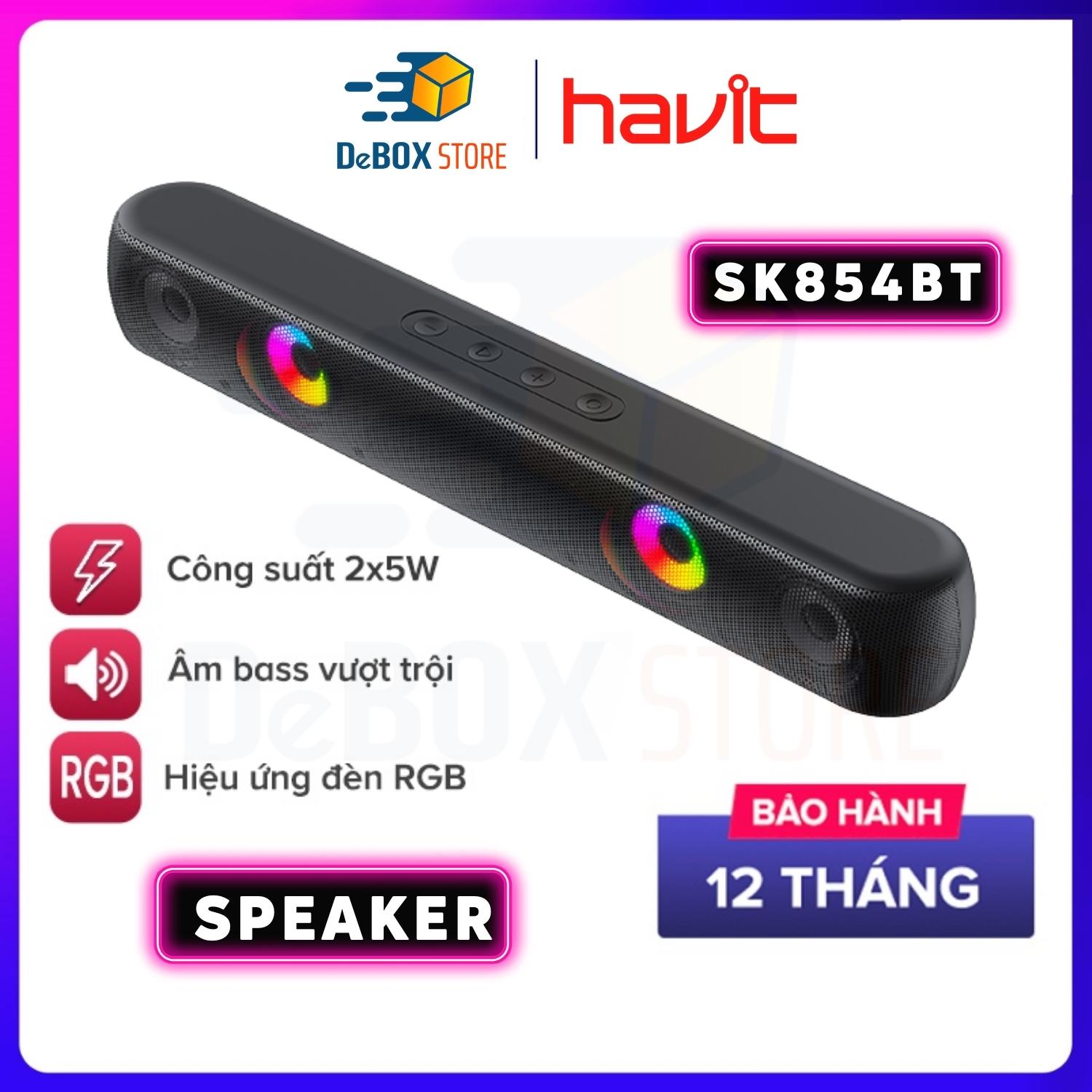 Loa Bluetooth HAVIT SK854BT, Công Suất 2*5W Mạnh Mẽ, Hiệu Ứng Đèn RGB, Thời Gian Nghe 7H - Hàng Chính Hãng