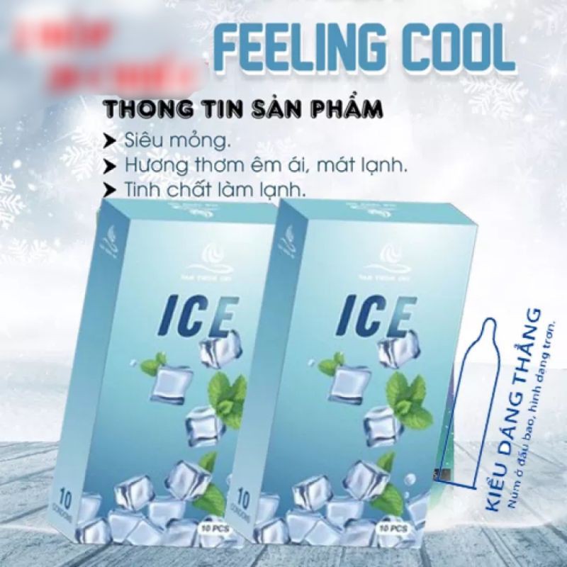 Bao cao su Siêu mỏng mát lạnh Tâm Thiện Chí ICE túi 10 chiếc