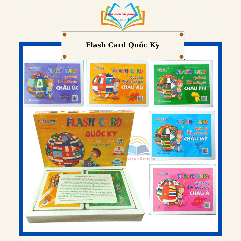 Thẻ Học Thông Minh - Flash Card Quốc Kỳ Các Quốc Gia Trên Thế Giới - Quét Mã QR - Song Ngữ Anh Việt (có phiên âm)