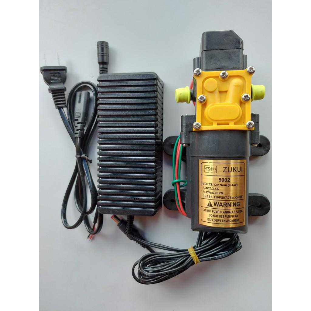 Bơm tăng áp mini Giá Rẻ. bơm đơn Zukui kèm adapter 12v-5a. sử dụng cho bộ phun sương làm mát. tưới lan. xịt rửa xe...