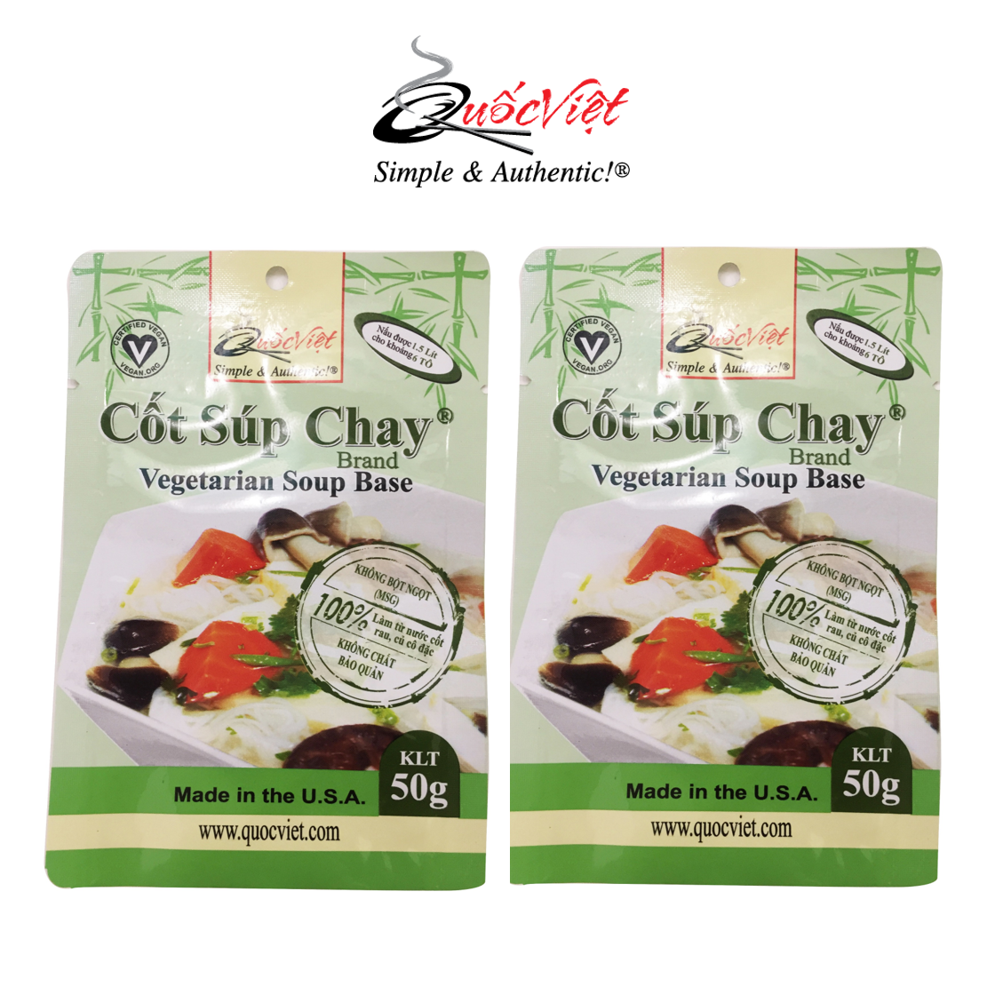 COMBO 2 Gói Gia Vị Nấu Súp Chay Cốt Quốc Việt - 2 x 50g - gia vị dành cho món ăn thuần chay - VN10507