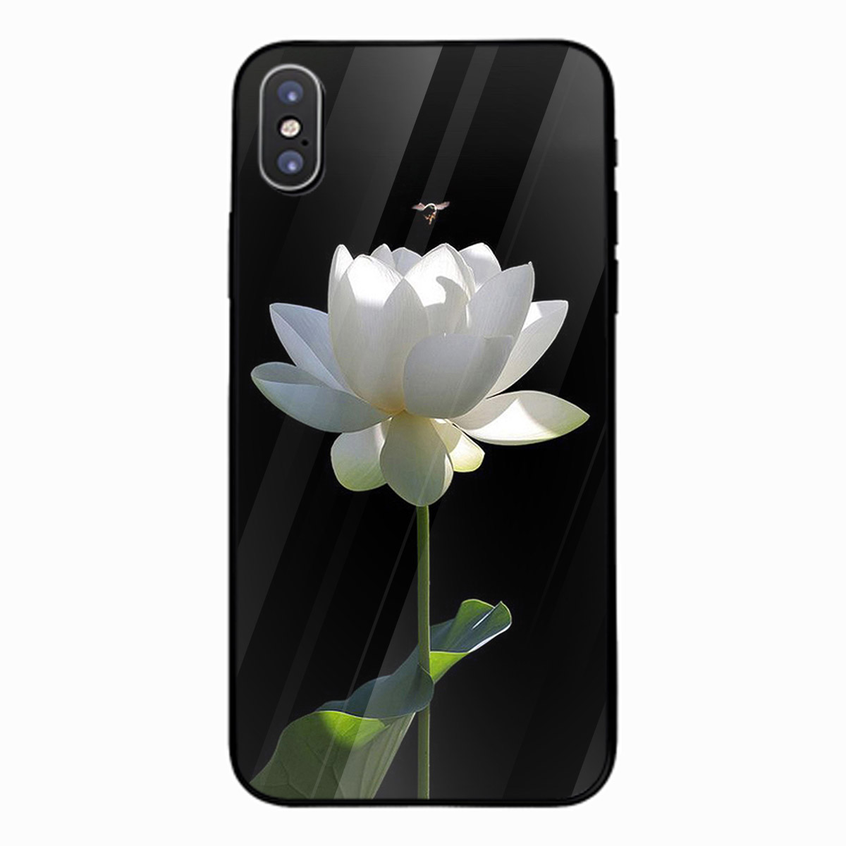 Ốp kính cường lực cho điện thoại iPhone X - Sen trắng MS ABPHA002