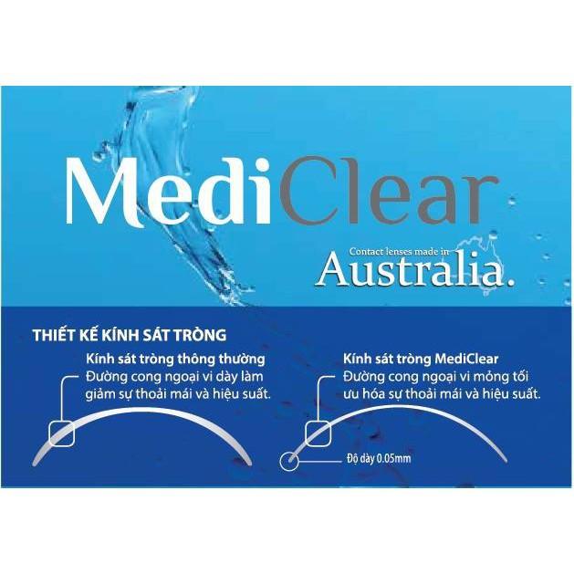 {Tặng MGG 30k}Kính áp tròng MediClear chống UV siêu mềm mỏng 0.05mm xx Úc – Trong suốt (tặng kèm khay đựng kính và bộ đeo lens)
