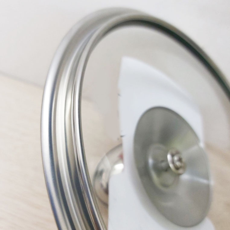 Nắp vung nồi chảo kính cường lực viền inox Lyncen xuất Nhật size 16/18/20/22/24/26/28/30cm