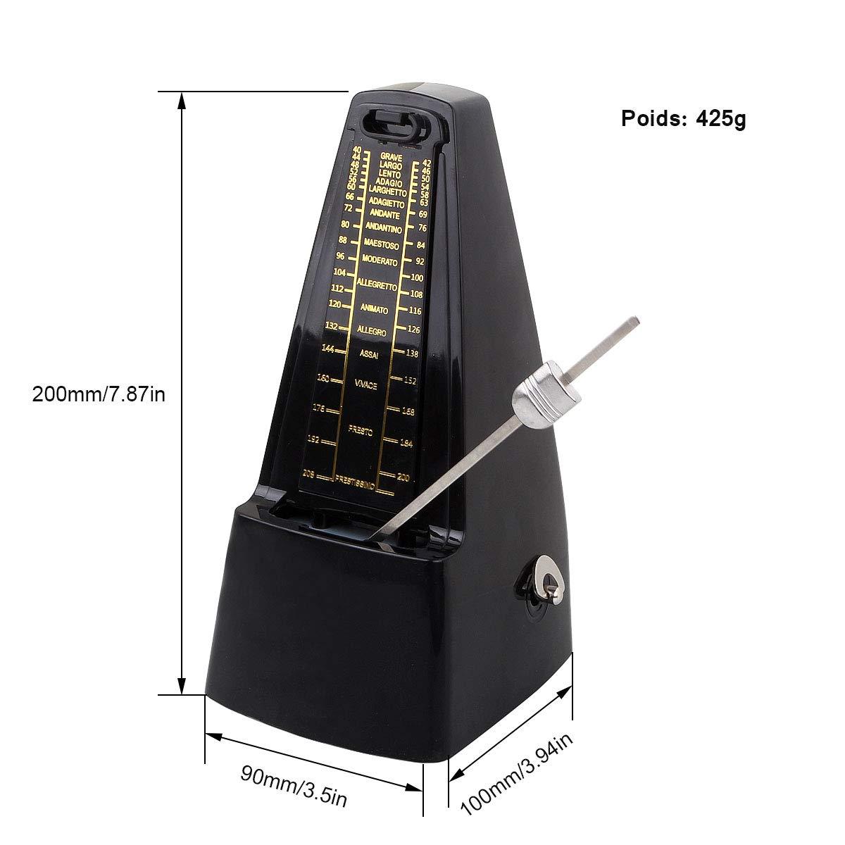 Metronome cơ học chuyên nghiệp, máy đếm nhịp cơ học phổ quát với độ chính xác cao cho piano, trống, violin, guitar - với nhạc chuông, lý tưởng cho những người yêu âm nhạc, người mới bắt đầu -