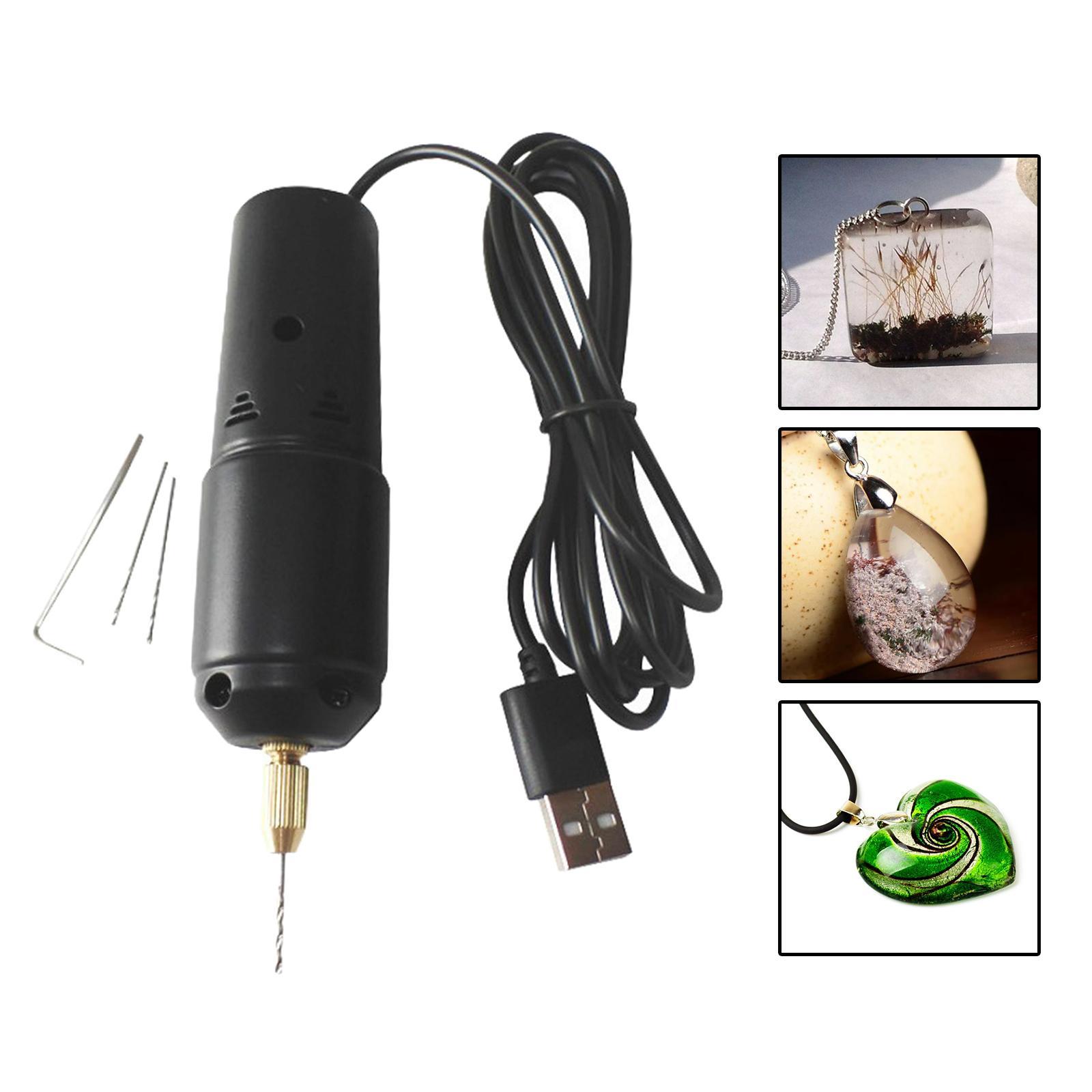 Mini Electric Hand Drill with 5Pcs Drill Bits Handheld Small Micro USB Drill for Jewelry