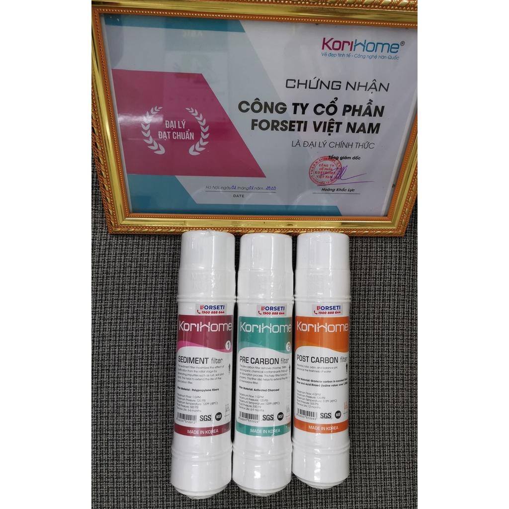 Combo 3 lõi lọc Korihome 1 sediment 1 Pre carbon 1 Post carbon - Hàng Chính Hãng