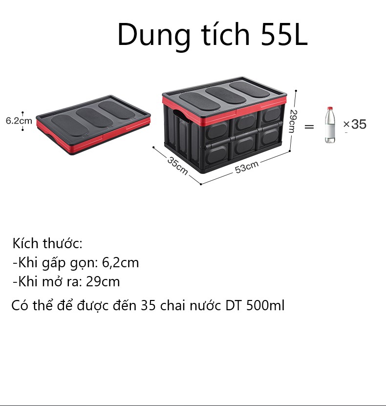 Thùng đựng đồ đa năng gấp gọn, xếp gọn cho gia đình ,đi du lịch,dung tích 55L