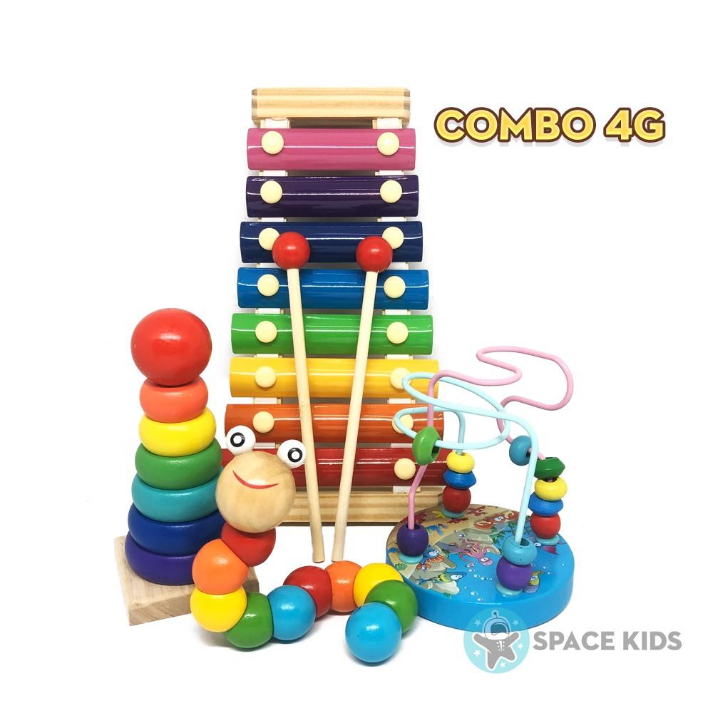 Đồ chơi gỗ cho bé Combo 4-7 món đồ chơi Montessori cho bé tư duy, phát triển trí tuệ