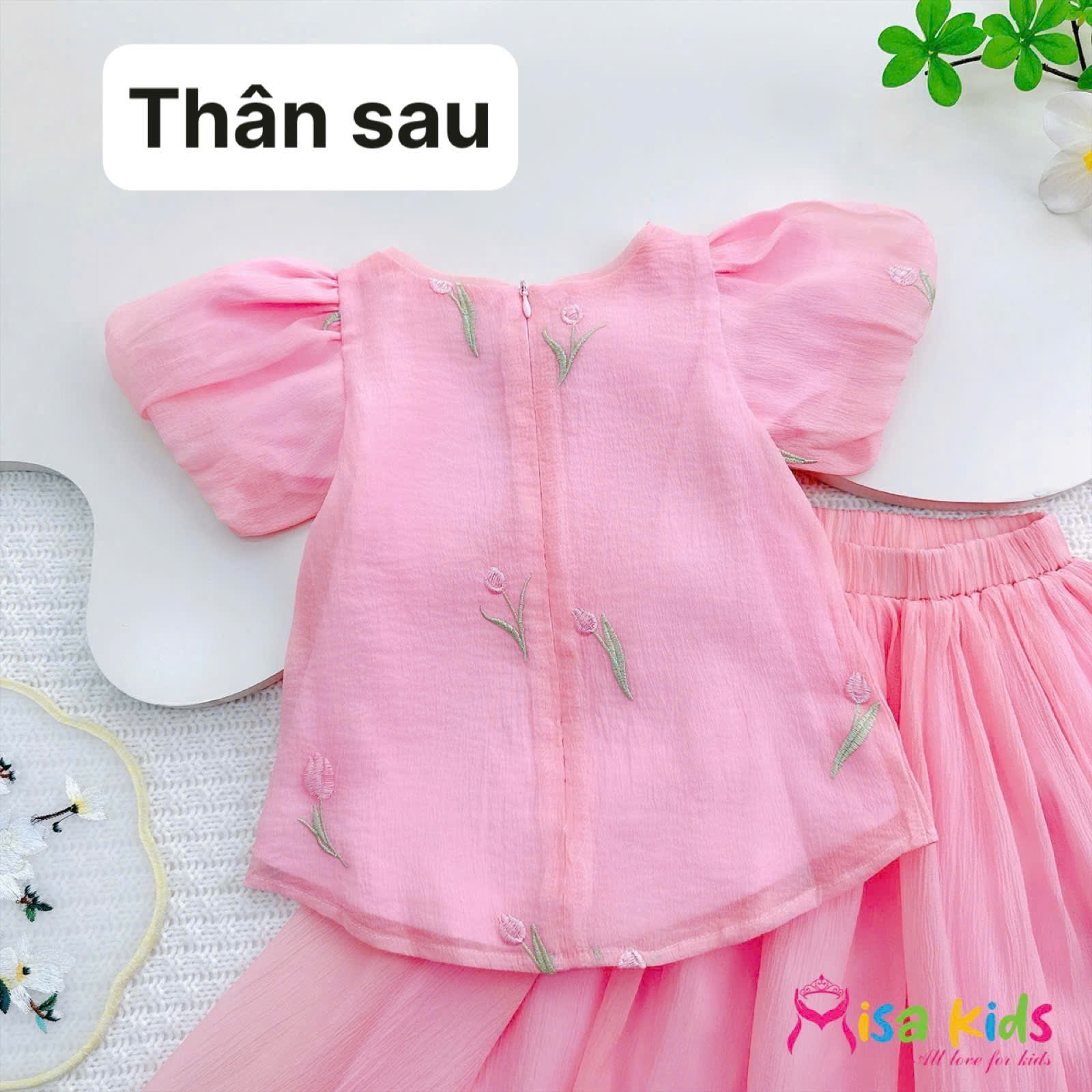 Bộ áo kiểu trung hoa phối chân váy cho bé gái xinh xắn diện lễ tết năm mới từ 12-40kg hàng thiết kế cao cấp