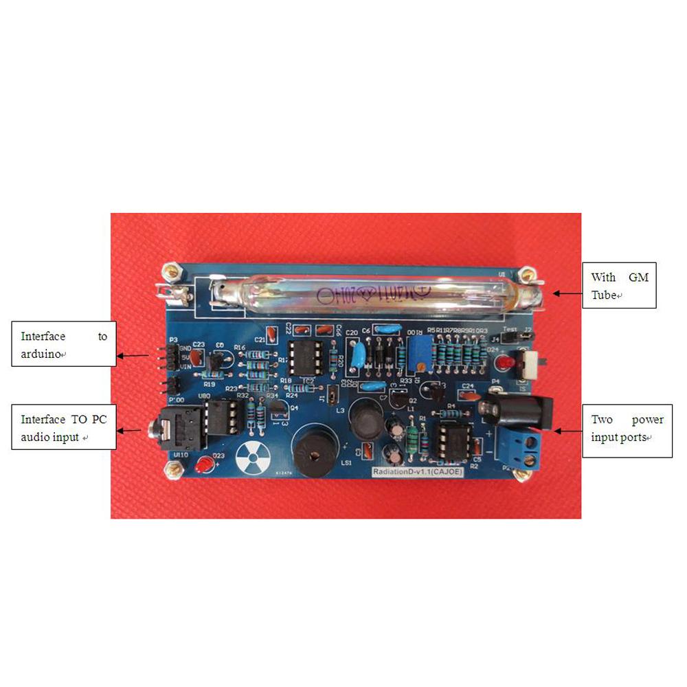 Lắp ráp Bộ đếm Geiger DIY Mô-đun Máy dò bức xạ hạt nhân Màn hình LCD với Chức năng báo động âm thanh và ánh sáng