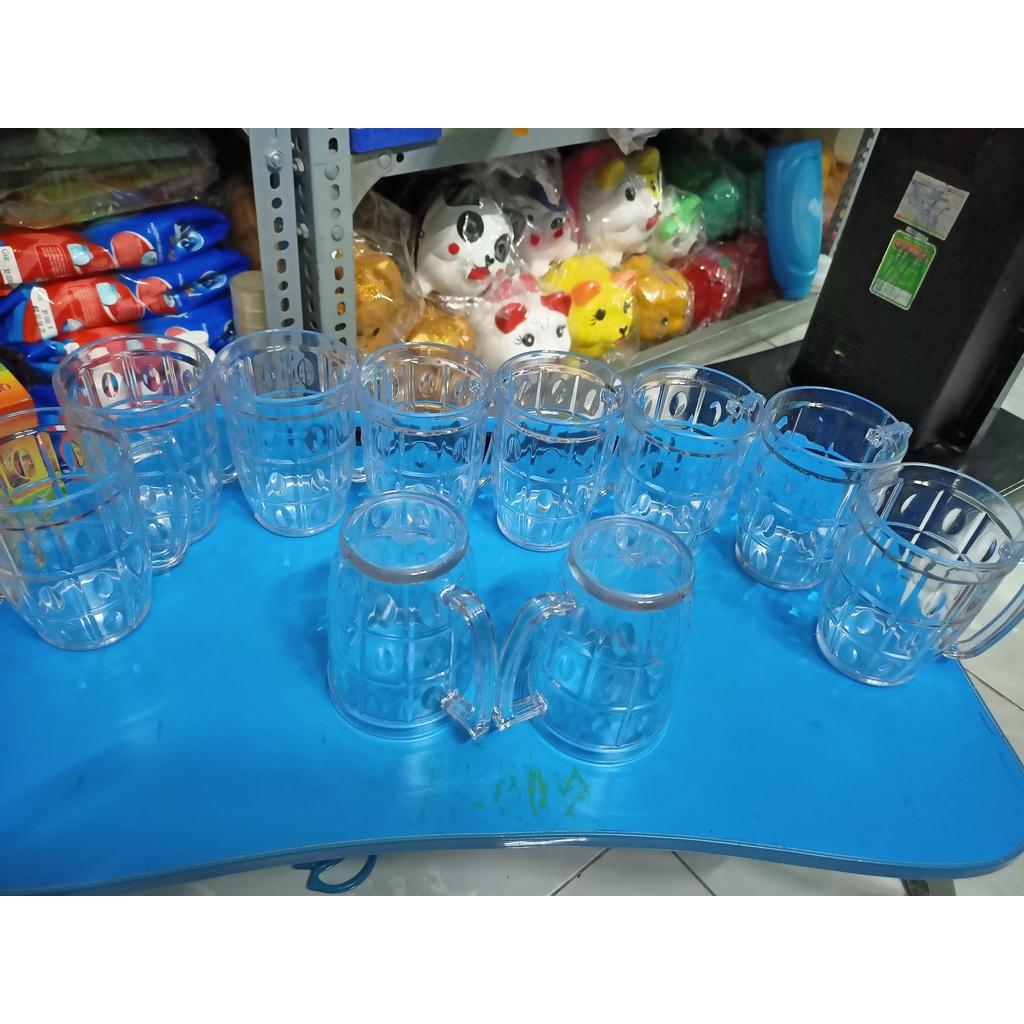 Ly thủy tinh cao cấp ly nhựa cốc uống bia có quai 410ml,425ml,380ml - loại đẹp