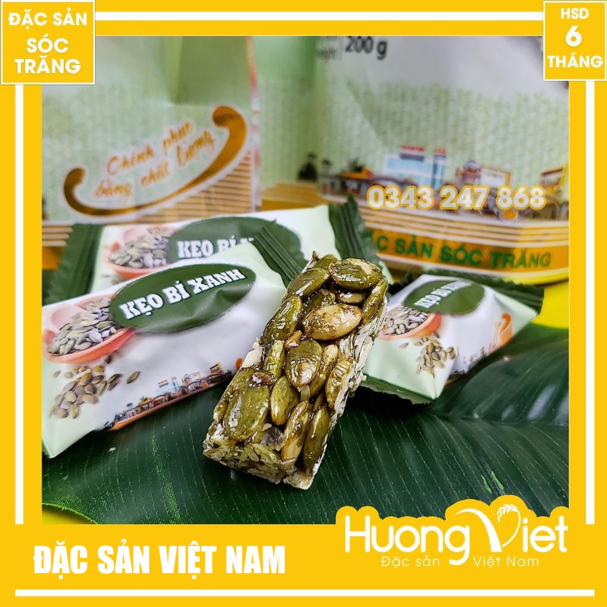 Kẹo bí xanh Tân Huê Viên thơm ngon ngọt thanh 200g