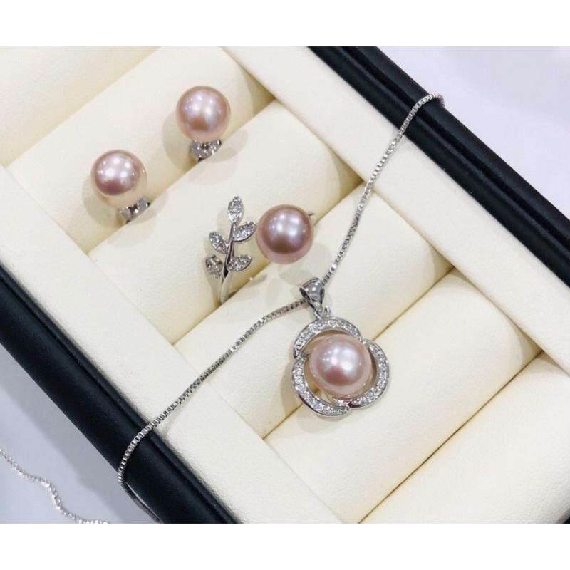 Bộ Trang Sức Bạc 925 Màu Hồng 4 Món Thanh Lịch - Trường Thịnh Ngọc Trai