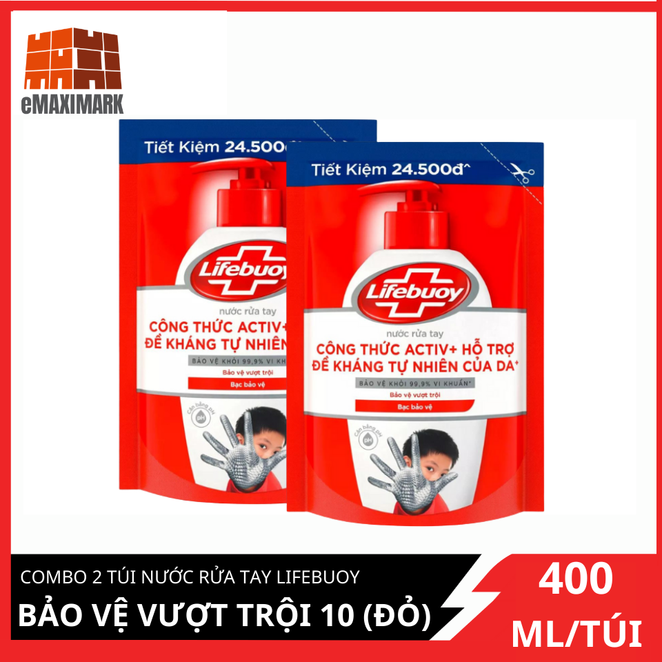 COMBO 2 túi Nước rửa tay Lifebuoy Bảo vệ vượt trội 10 400gX2