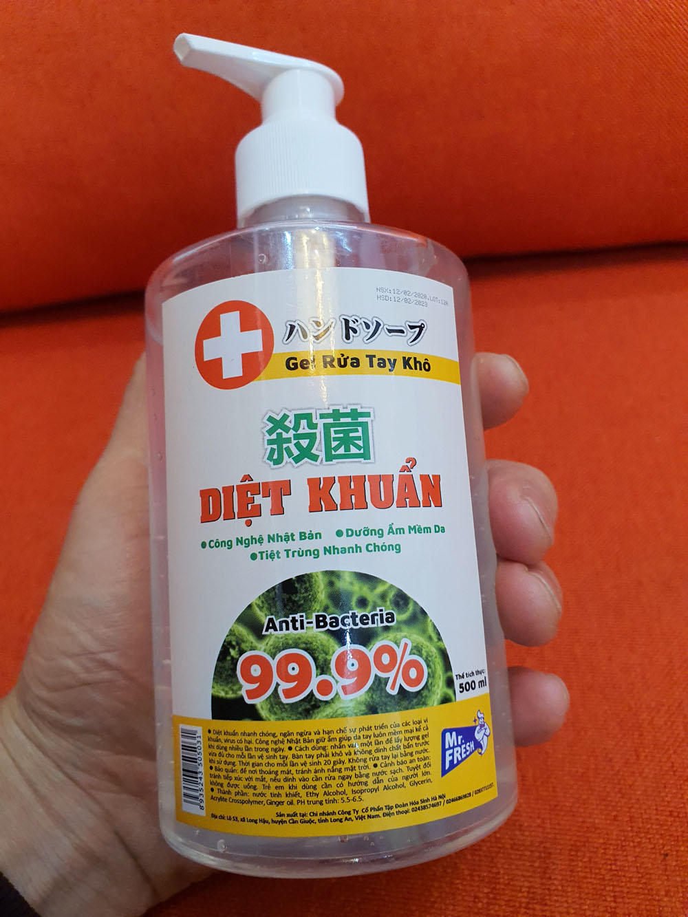 Nước rửa tay khô diệt khuẩn an toàn Mr. Fresh 500ml Hương Xả