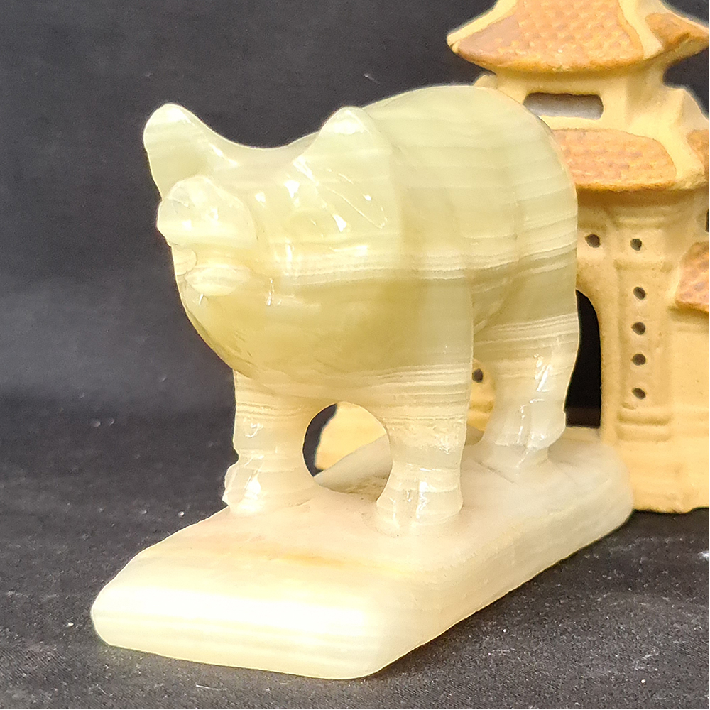 Tượng Phong Thuỷ Tuổi Hợi - Lợn - Heo 12 Con Giáp Đá Ngọc Onyx Xanh - 8cm - Mx - Hợp Mệnh Hoả, Mộc