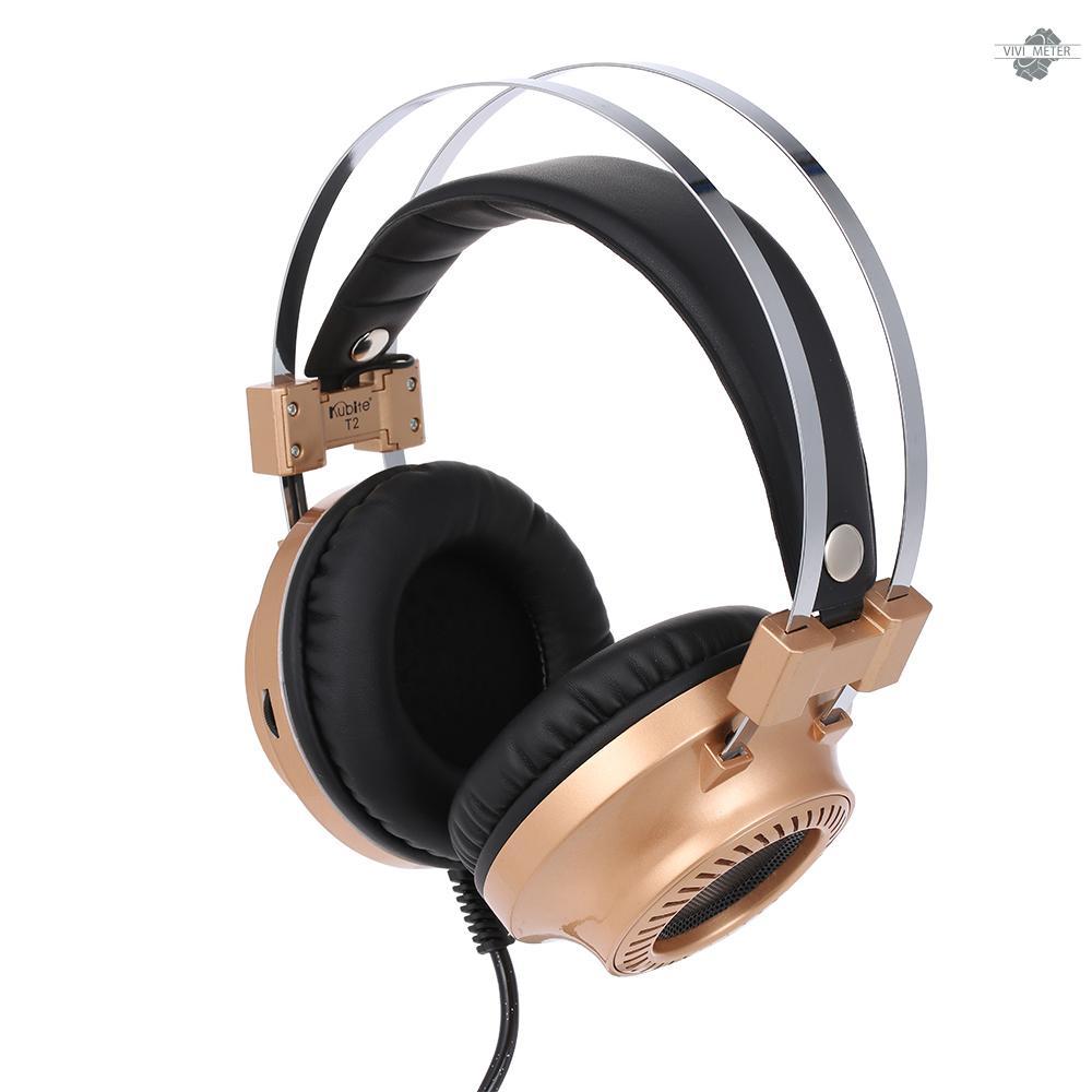 KUBITE T2 Gaming Headphones Stereo Bass Gaming Headset with Microphone LED Light 3.5mm Wired for Desktop Cpmputer