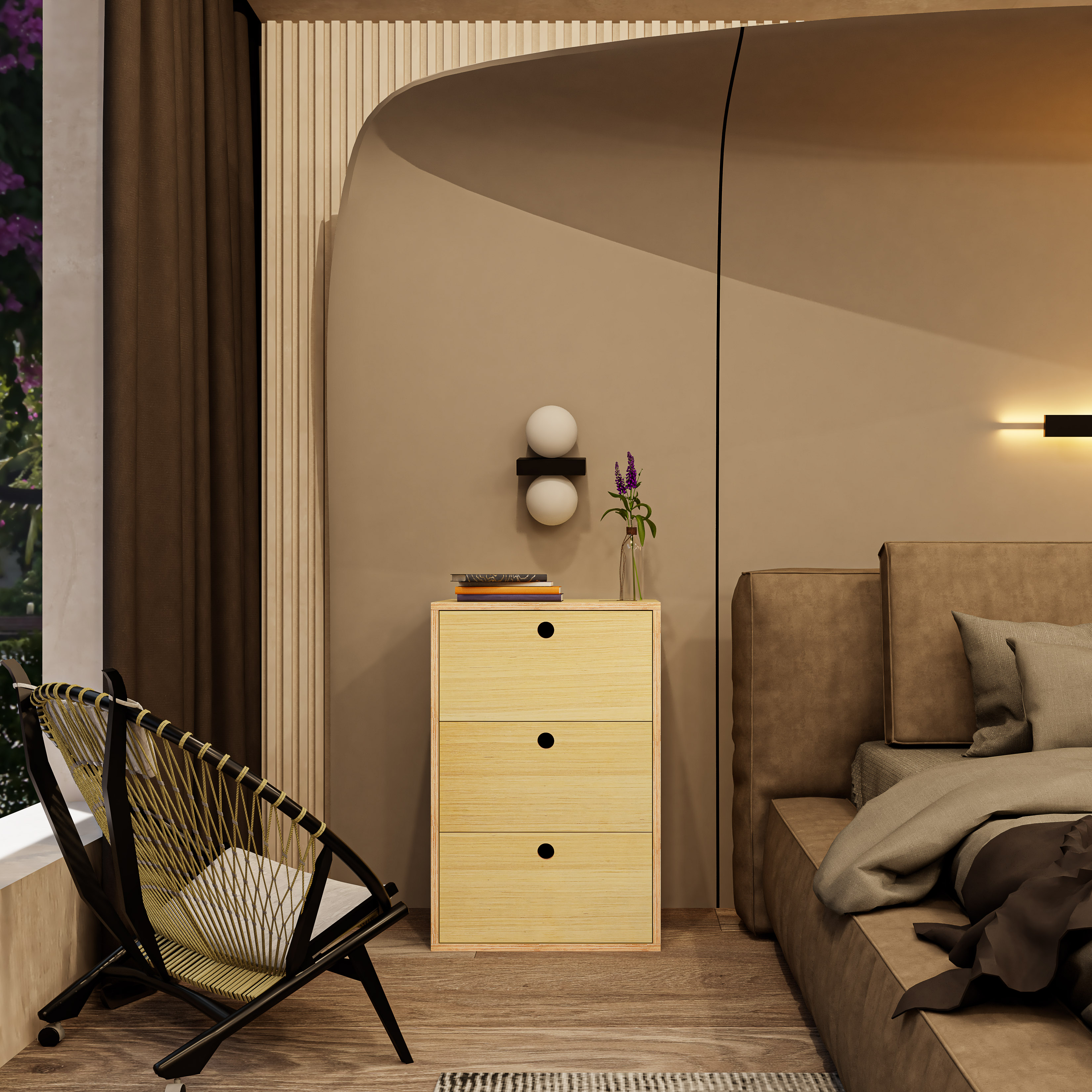 HAPPY FURNITURE , Gỗ tự nhiên , Tủ lưu trữ 3 ngăn kéo gỗ Plywood - SANARI , THK_197 , 54cm x 45cm x 82cm DxRxC