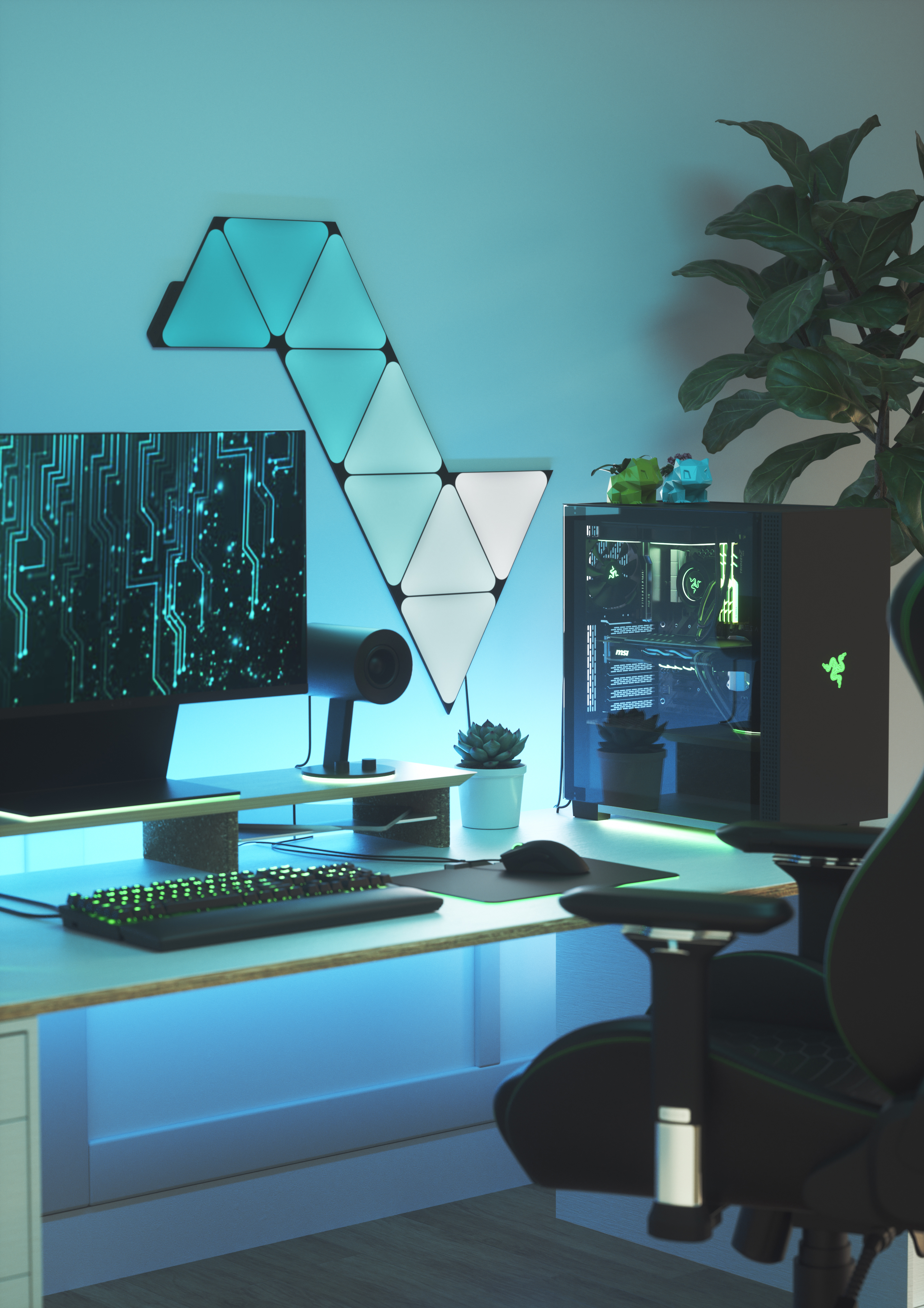 Đèn LED RGB lắp ghép thông minh Nanoleaf Shapes Ultra Black Tam Giác 9 ô đèn