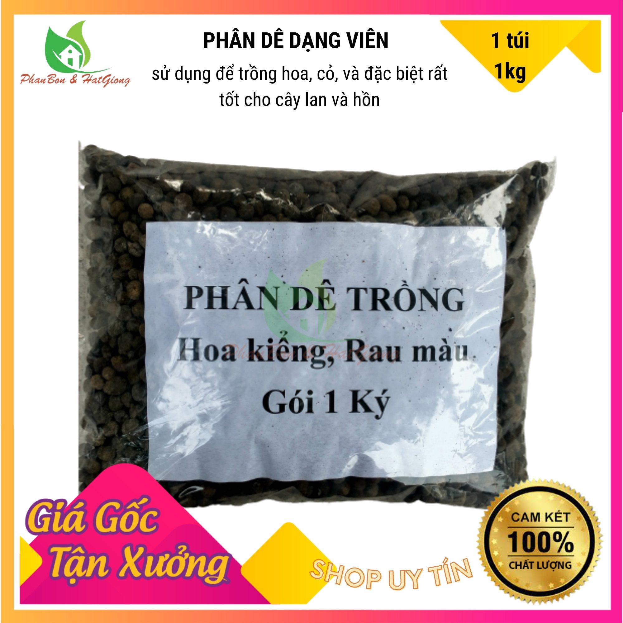 Phân Dê Đã Qua Xử Lý 1Kg Bón Hoa Lan, Hoa Hồng Và Cây Trồng Khác - Shop Phân Bón và Hạt Giống