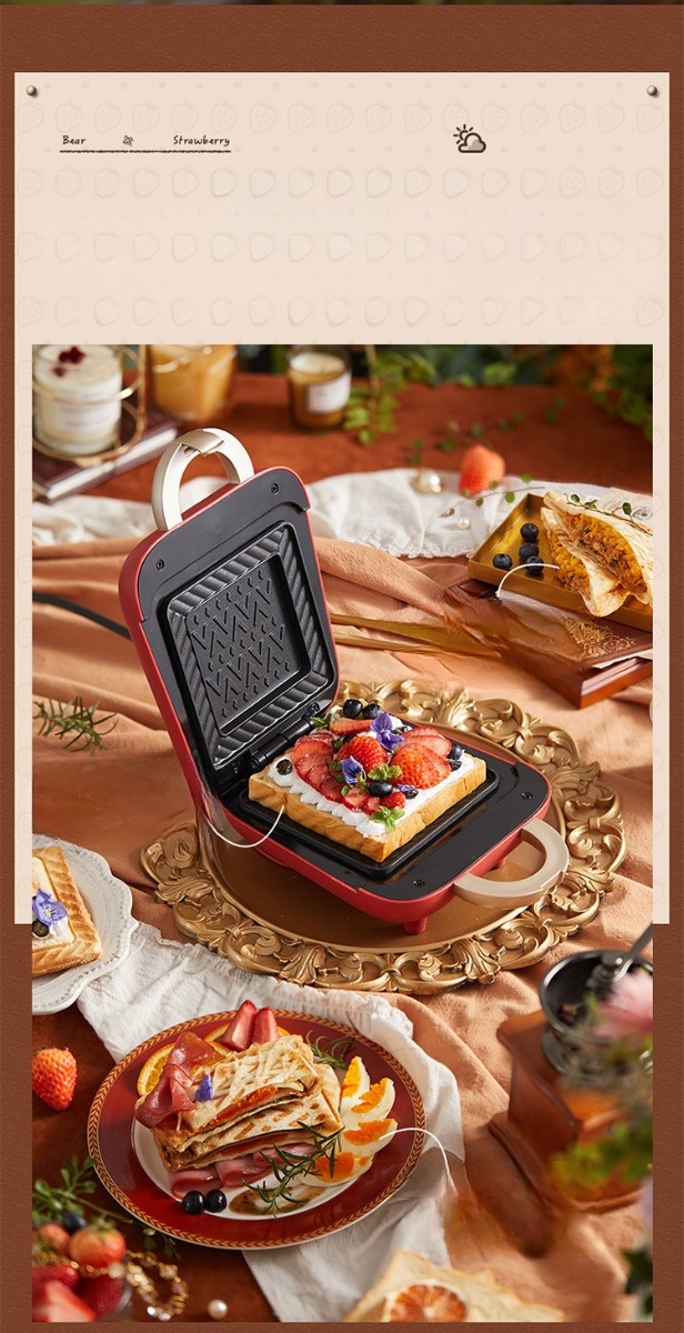 Máy Nướng Bánh Mỳ, Máy Kẹp Bánh Mỳ Sandwich-Waffle 2 Khay BEAR SMZ-B05N1 Công Suất 450 W - Hàng Chính Hãng