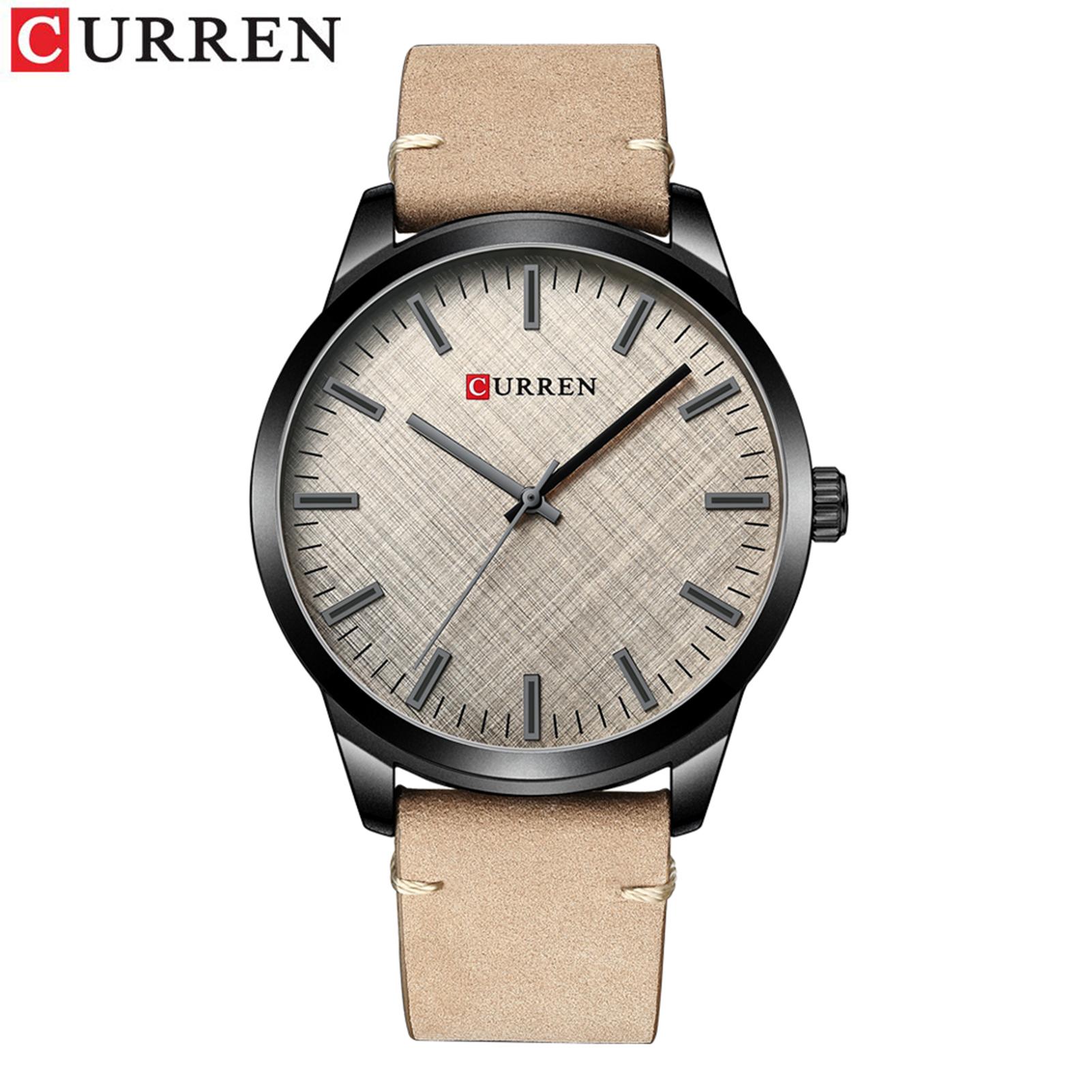 Đồng hồ đeo tay thời trang nam CURREN có dây đeo bằng da không thấm nước