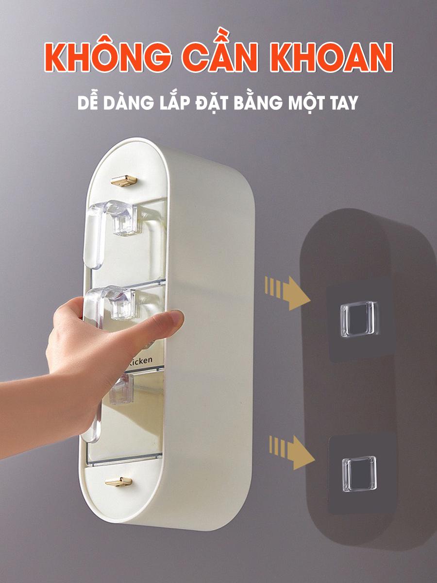 [KoSuyTu] Hộp Đựng Gia Vị Treo Tường 3 Tầng 5 Ngăn Nhà Bếp - Miếng Dán Cực Chắc Chắn, Nhựa Nguyên Sinh, Chống Nước Chống Ẩm - An Toàn, Sang Trọng, Tiện Lợi